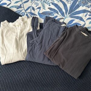 Set of 3 Free People Arden Long Sleeve Tee  — White, Navy, Black